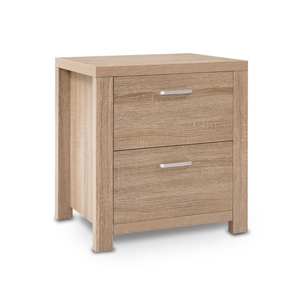 Artiss Bedside Table 2 Drawers - MAXI Pine-Bedside Tables-PEROZ Accessories