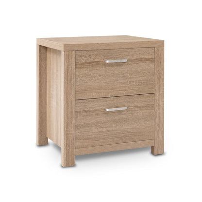 Artiss Bedside Table 2 Drawers - MAXI Pine-Bedside Tables-PEROZ Accessories