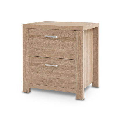 Artiss Bedside Table 2 Drawers - MAXI Pine-Bedside Tables-PEROZ Accessories