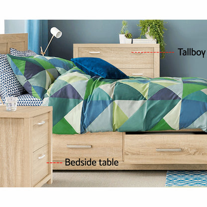 Artiss Bedside Table 2 Drawers - MAXI Pine-Bedside Tables-PEROZ Accessories