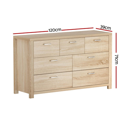 Artiss 7 Chest of Drawers - MAXI Pine-Furniture &gt; Bedroom-PEROZ Accessories