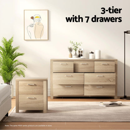 Artiss 7 Chest of Drawers - MAXI Pine-Furniture &gt; Bedroom-PEROZ Accessories
