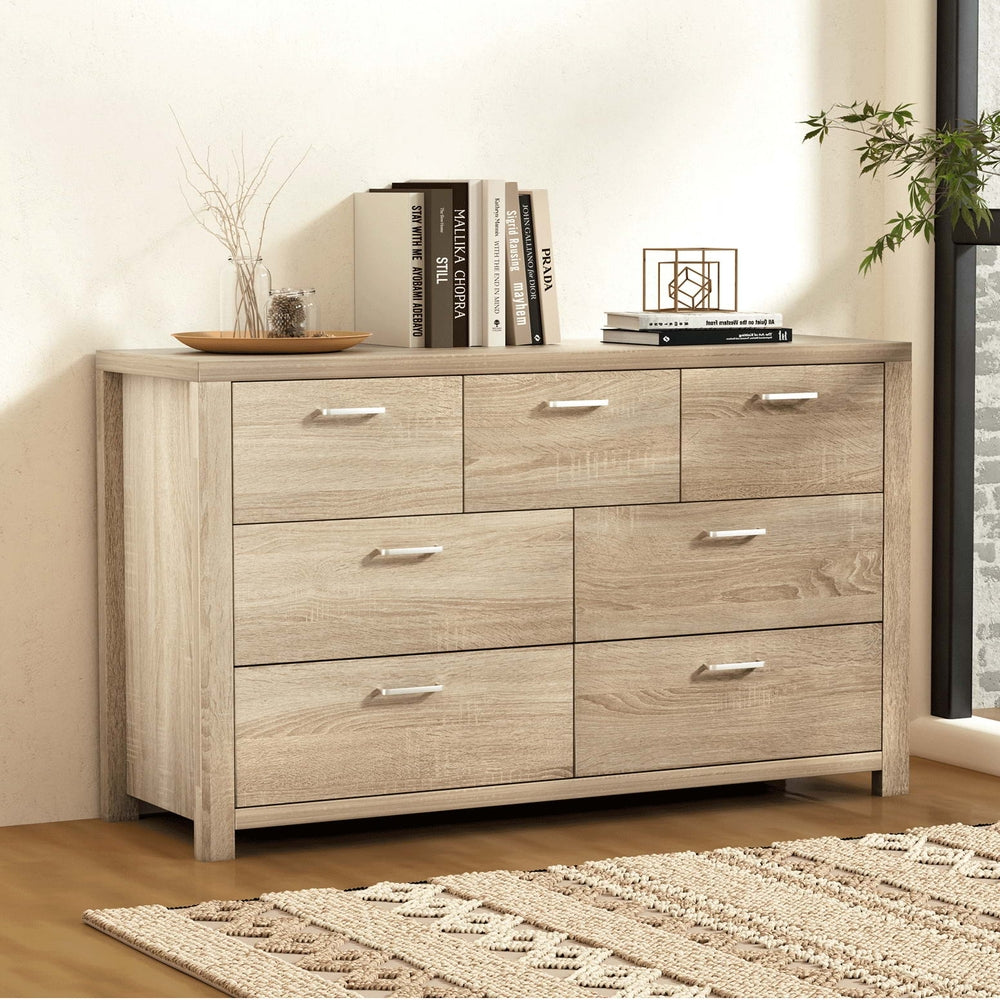 Artiss 7 Chest of Drawers - MAXI Pine-Furniture &gt; Bedroom-PEROZ Accessories
