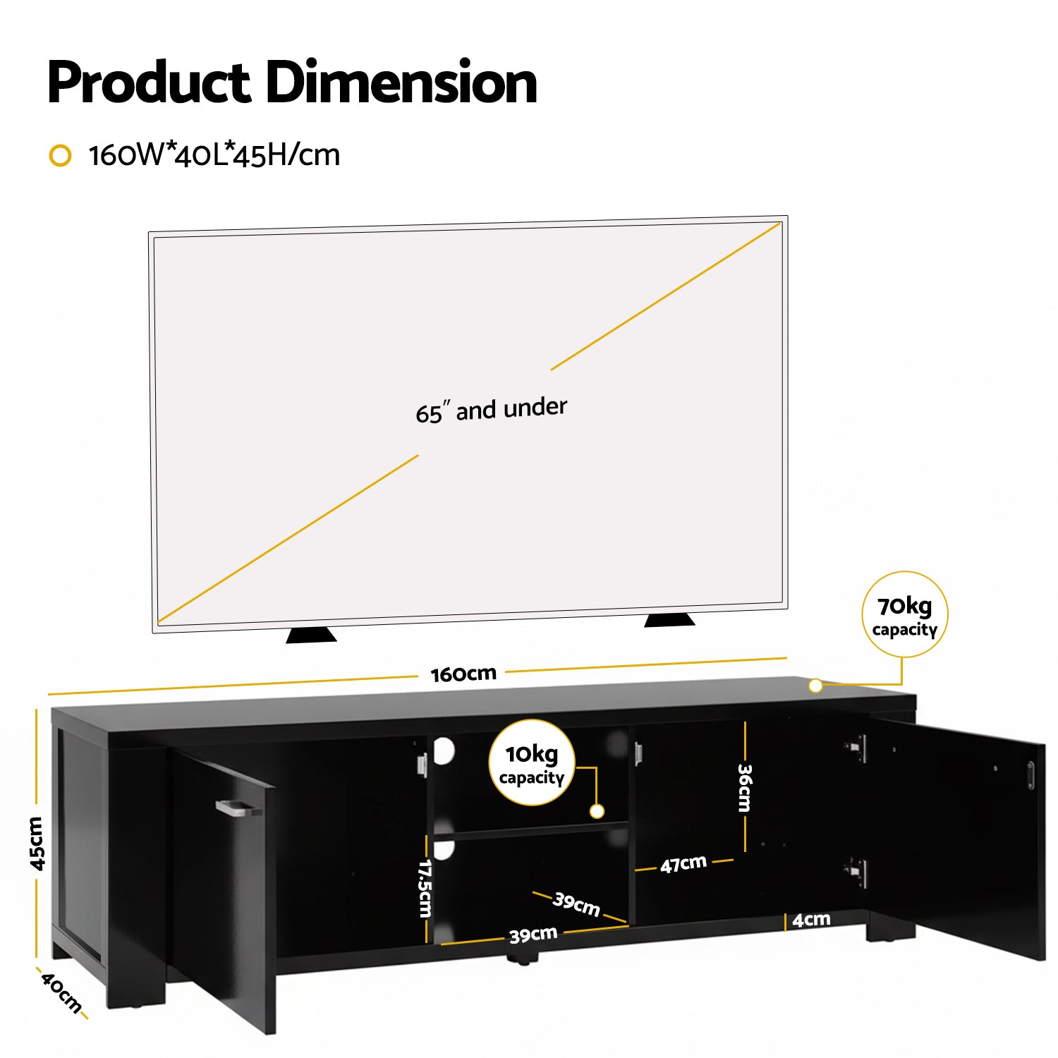 Artiss TV Cabinet Entertainment Unit 160cm Black Maxi-Furniture > Living Room > TV Units-PEROZ Accessories