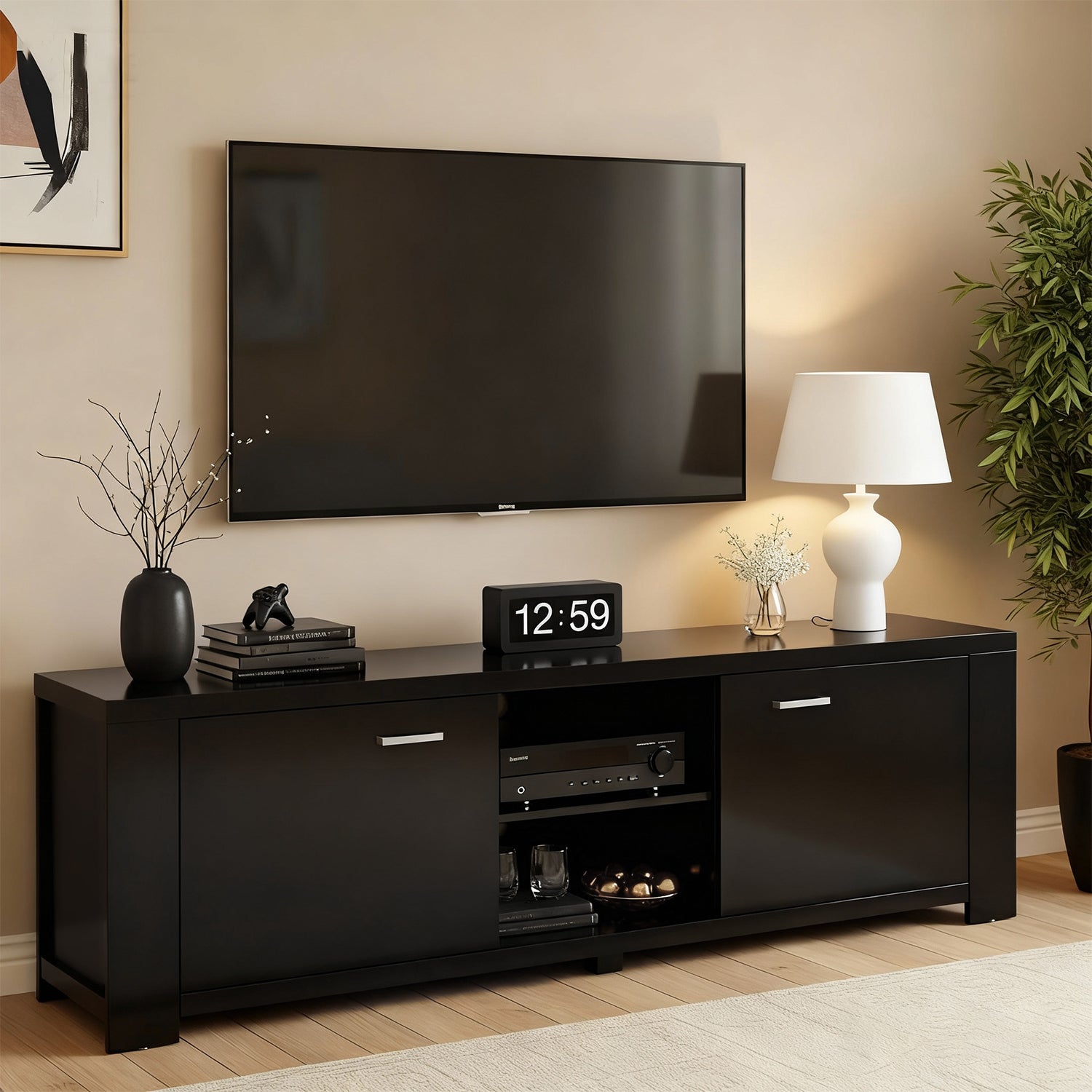 Artiss TV Cabinet Entertainment Unit 160cm Black Maxi-Furniture > Living Room > TV Units-PEROZ Accessories