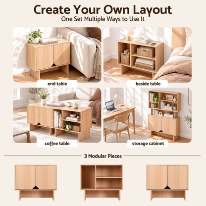 Artiss Modular TV Unit Storage Cabinet Adjustable Shelf Robot-Vac Friendly Pine-Furniture > Living Room > TV Units-PEROZ Accessories
