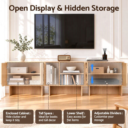 Artiss Modular TV Unit Storage Cabinet Adjustable Shelf Robot-Vac Friendly Pine-Furniture > Living Room > TV Units-PEROZ Accessories