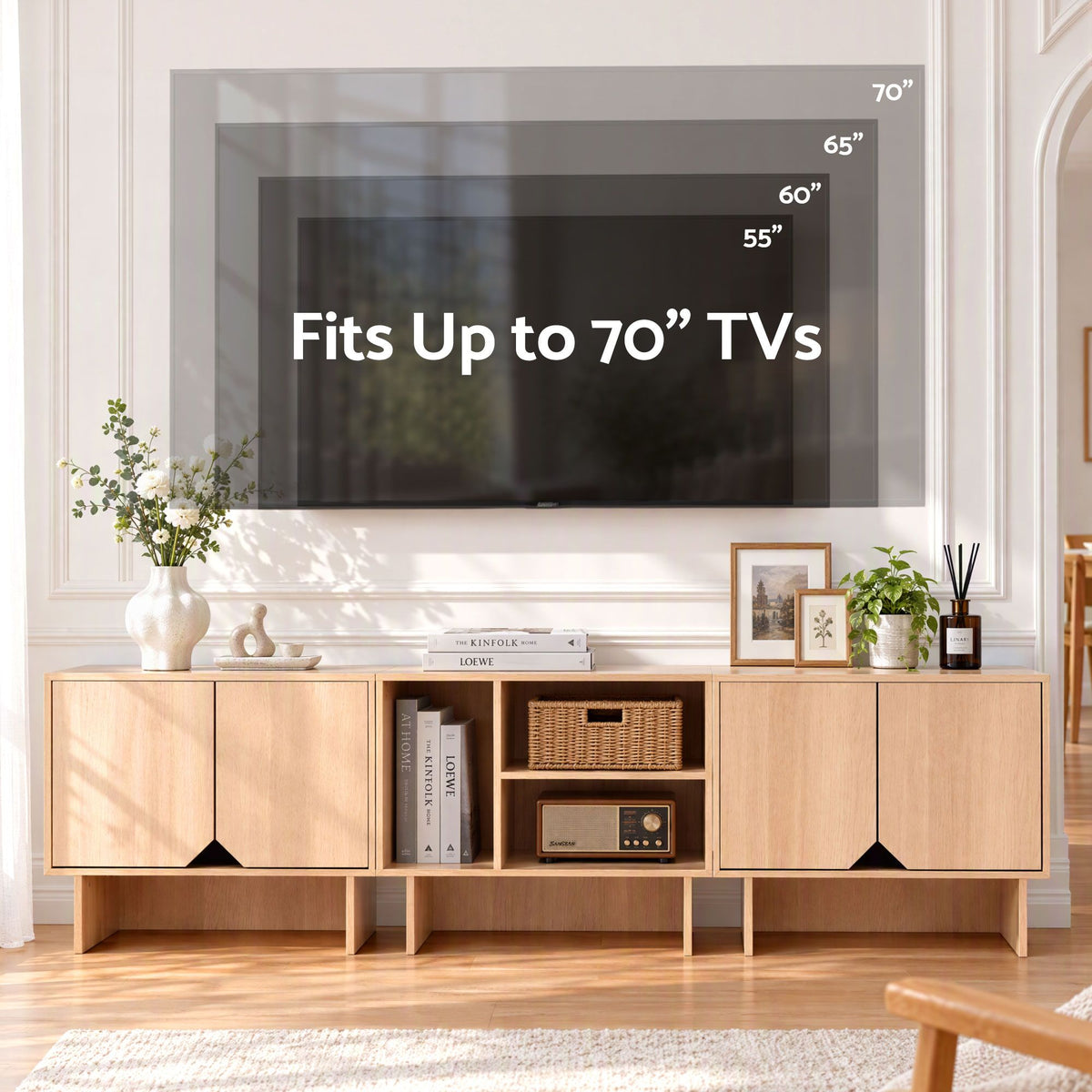 Artiss Modular TV Unit Storage Cabinet Adjustable Shelf Robot-Vac Friendly Pine-Furniture > Living Room > TV Units-PEROZ Accessories