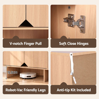 Artiss Modular TV Unit Storage Cabinet Adjustable Shelf Robot-Vac Friendly Pine-Furniture > Living Room > TV Units-PEROZ Accessories