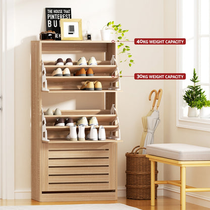 Artiss Shoe Cabinet Storage Drawer 45 Pairs Pine-Furniture &gt; Living Room &gt; Shoe Storage-PEROZ Accessories