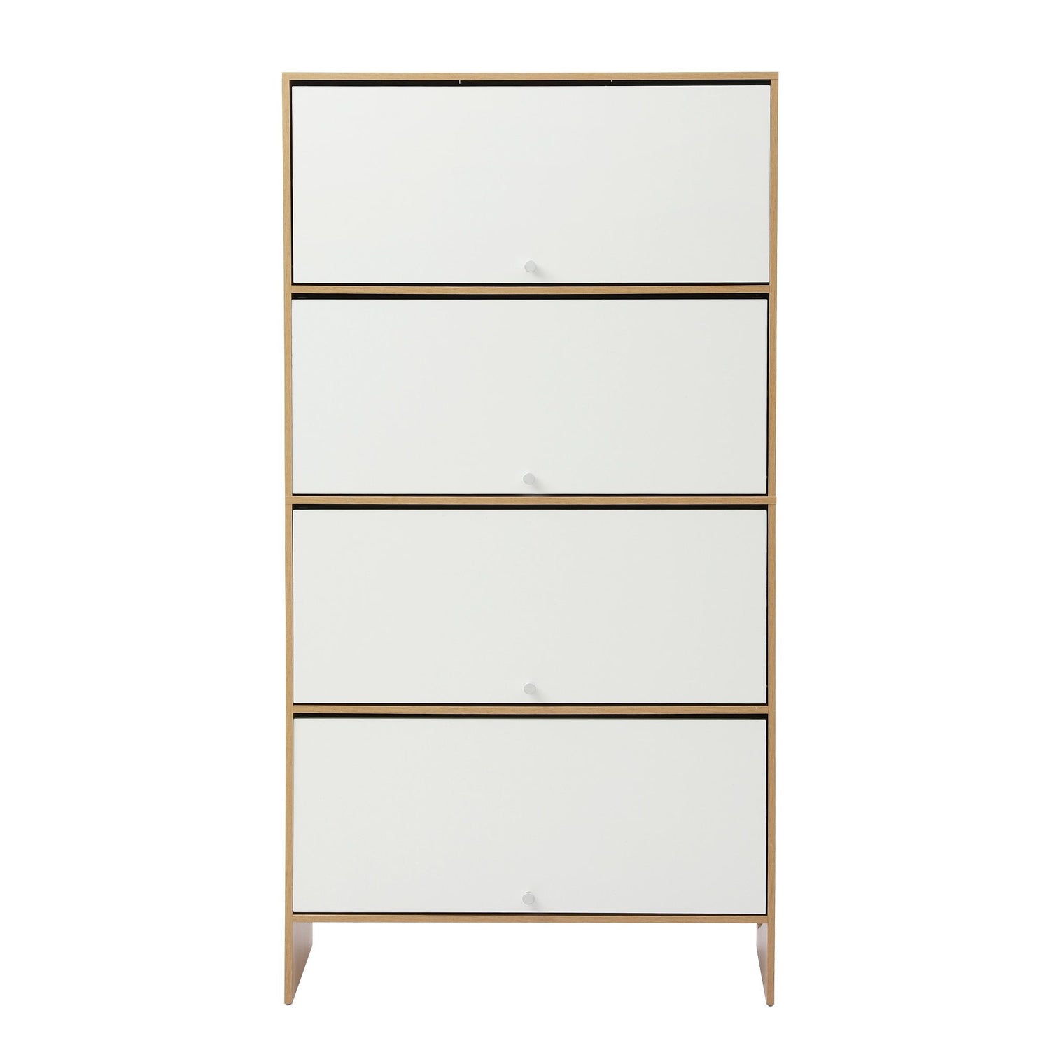 Artiss Narrow Shoe Cabinet Adjustable Shelves Flip-up Door White &amp; Pine