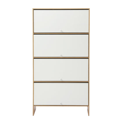 Artiss Narrow Shoe Cabinet Adjustable Shelves Flip-up Door White &amp; Pine