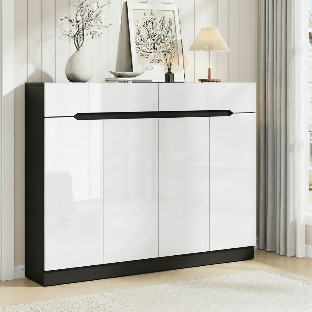 Artiss Shoe Rack Cabinet Storage 120cm w/ Drawer - White Lydia-Shoe Storage Cabinets-PEROZ Accessories