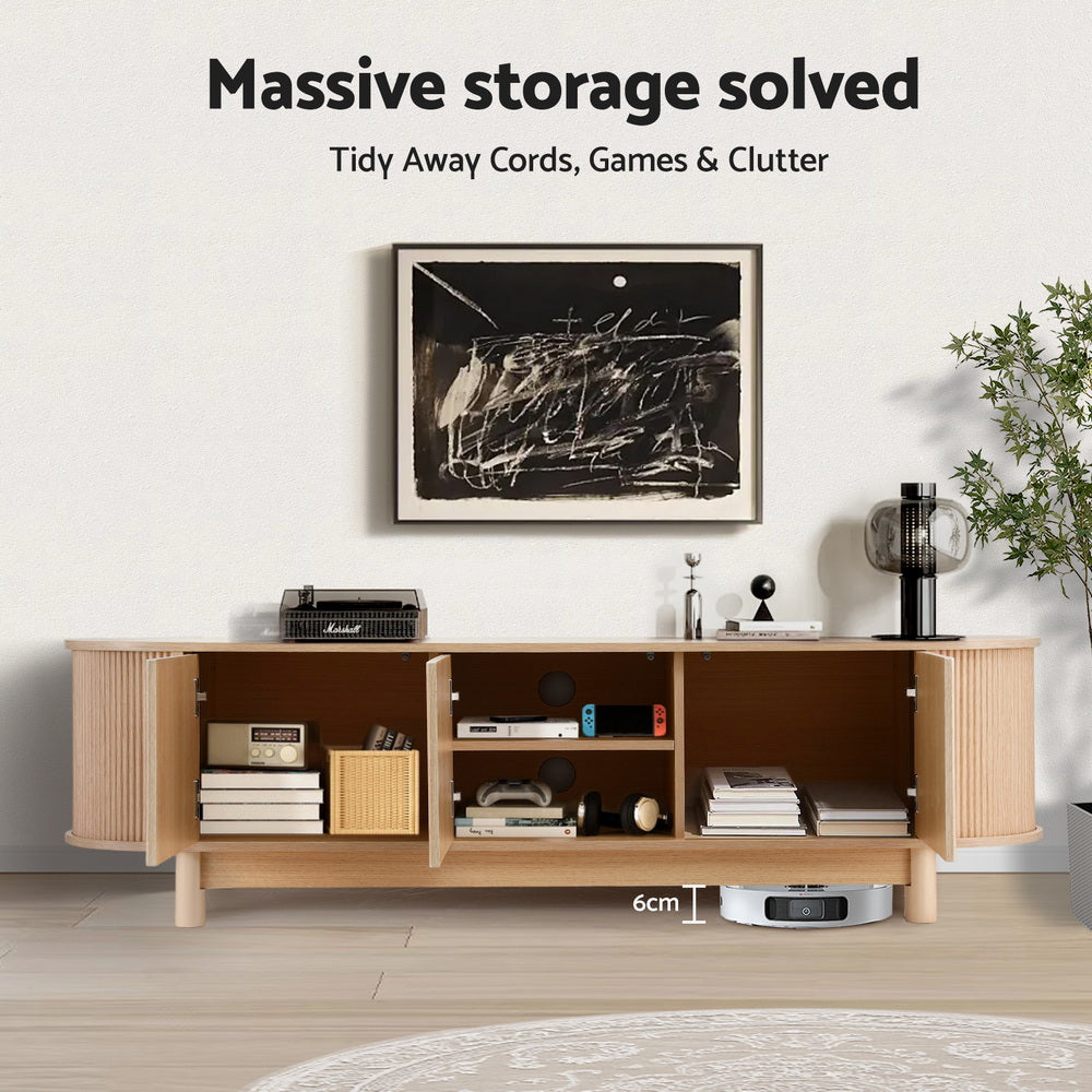 Artiss TV Unit Entertainment Unit Storage Cabinet 160cm Pine-Furniture &gt; Living Room &gt; TV Units-PEROZ Accessories
