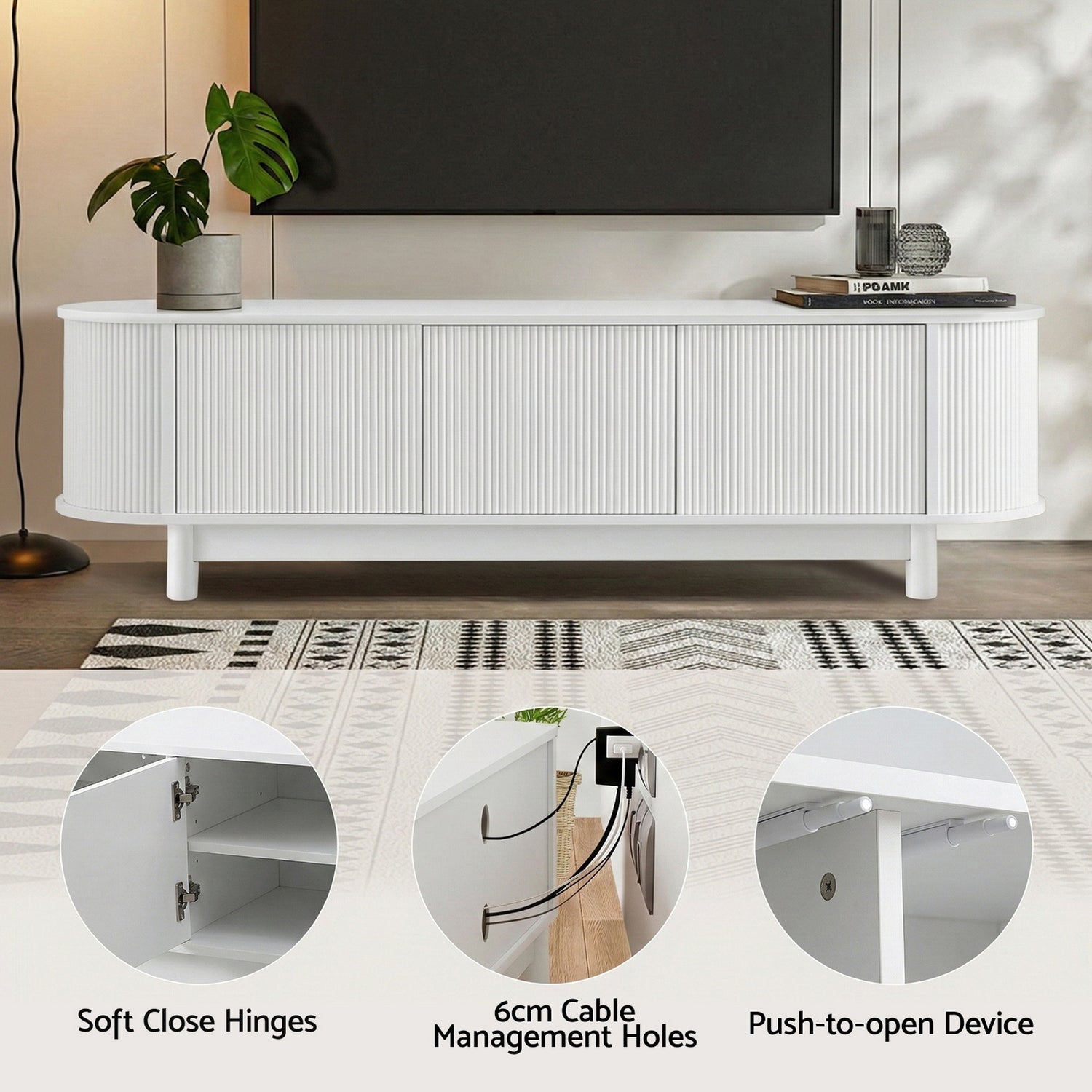 Artiss TV Unit Entertainment Unit Storage Cabinet 160cm White-Furniture > Living Room > TV Units-PEROZ Accessories