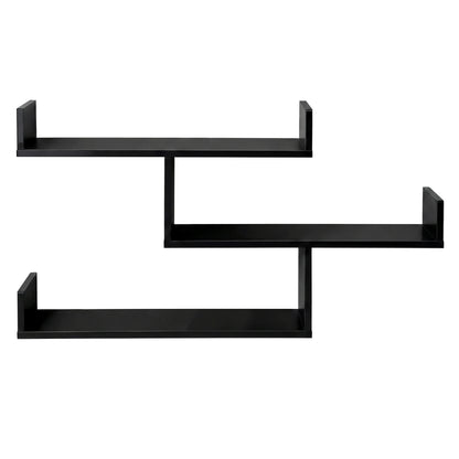 Artiss Floating Wall Shelf 3 Tier Black-Furniture > Living Room > Bookcases &amp; Shelves-PEROZ Accessories