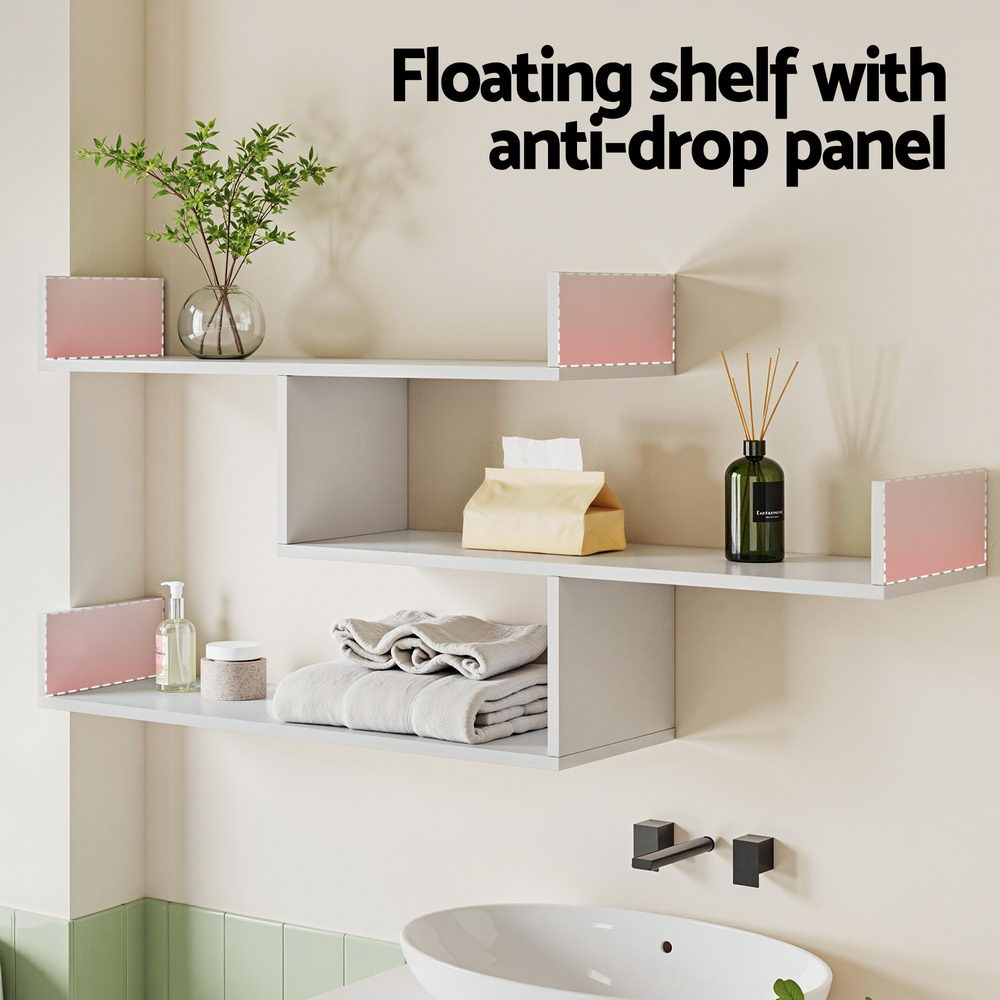 Artiss Floating Wall Shelf 3 Tier White-Furniture &gt; Living Room &gt; Bookcases &amp; Shelves-PEROZ Accessories