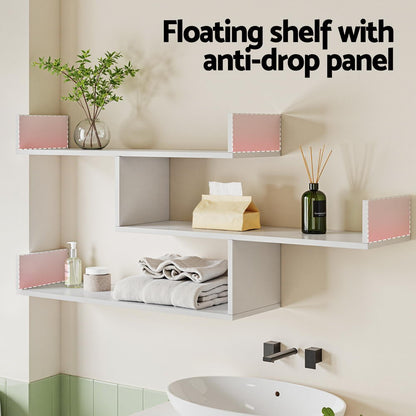 Artiss Floating Wall Shelf 3 Tier White-Furniture &gt; Living Room &gt; Bookcases &amp; Shelves-PEROZ Accessories