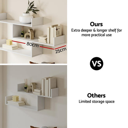Artiss Floating Wall Shelf 3 Tier White-Furniture &gt; Living Room &gt; Bookcases &amp; Shelves-PEROZ Accessories