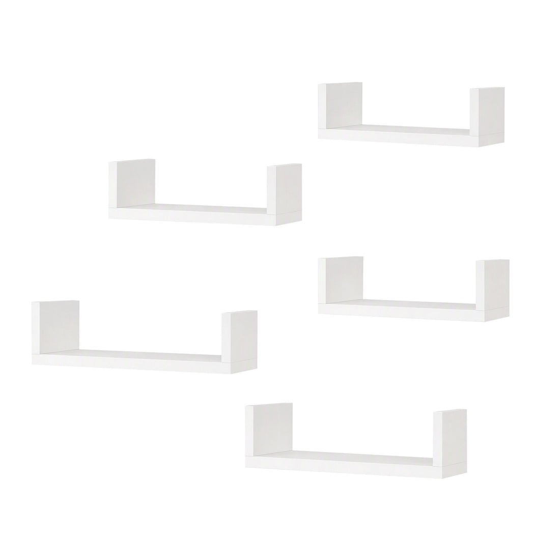 Artiss Floating Wall Shelves Set of 5 Mounted U-Shape Display Ledge, White-Furniture > Living Room > Bookcases &amp; Shelves-PEROZ Accessories