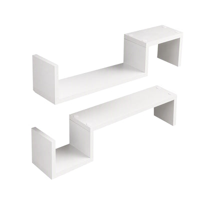 Artiss Set of 2 Floating Shelves Wall Mounted S-Shape Display Ledge, White