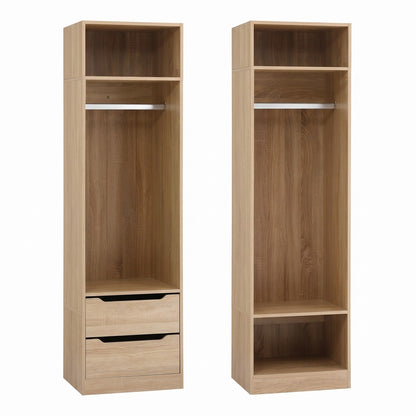 Artiss 2X Wardrobe Clothes Closet Storage Organiser Shelf Drawers Pine