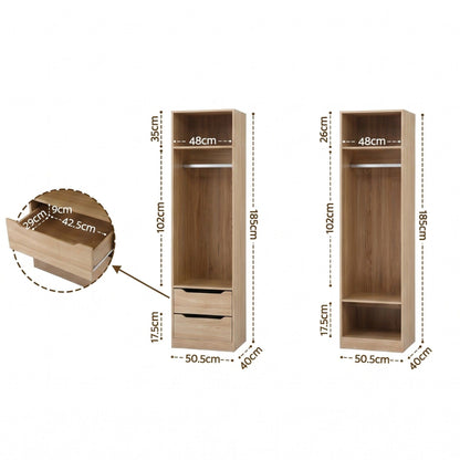 Artiss 2X Wardrobe Clothes Closet Storage Organiser Shelf Drawers Pine