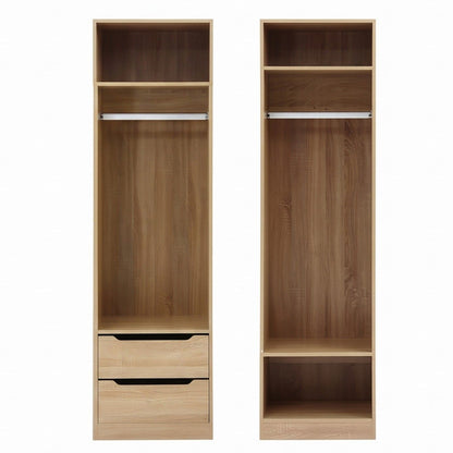 Artiss 2X Wardrobe Clothes Closet Storage Organiser Shelf Drawers Pine