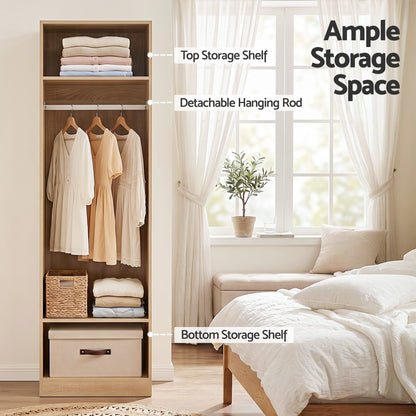 Artiss 2X Wardrobe Clothes Closet Storage Organiser Shelf Drawers Pine