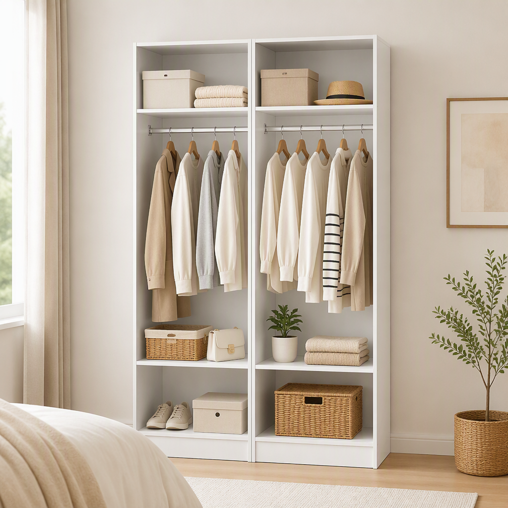 Artiss 2X Wardrobe Clothes Closet Storage Organiser Shelf White-Home &amp; Garden > Storage > Clothing &amp; Wardrobe Storage-PEROZ Accessories