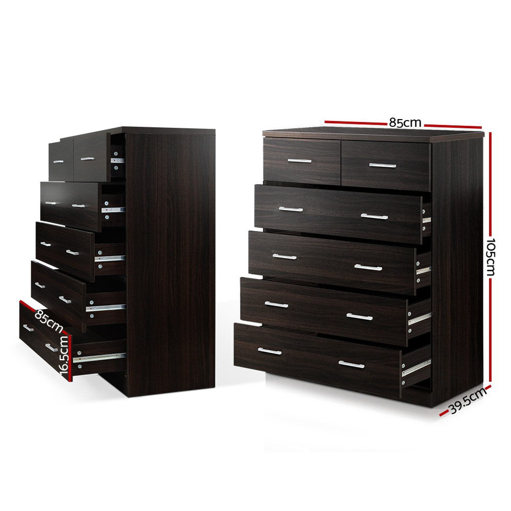 Artiss 6 Chest of Drawers - ANDES Walnut-Furniture &gt; Bedroom-PEROZ Accessories