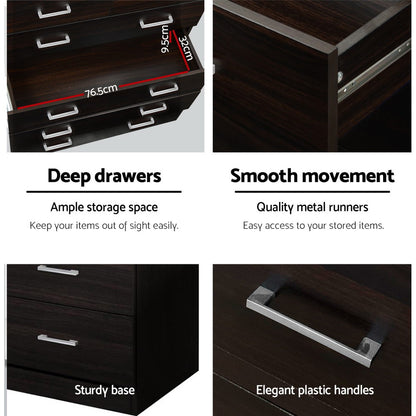 Artiss 6 Chest of Drawers - ANDES Walnut-Furniture &gt; Bedroom-PEROZ Accessories