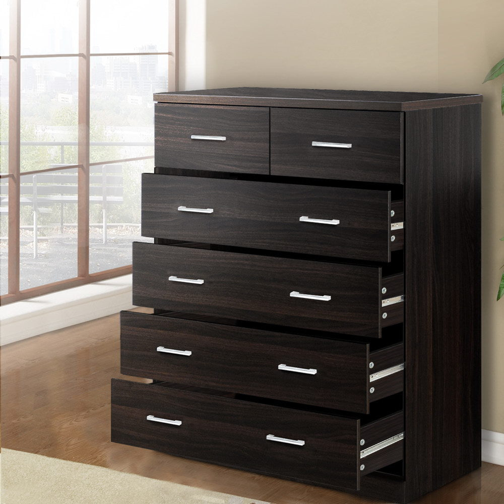 Artiss 6 Chest of Drawers - ANDES Walnut-Furniture &gt; Bedroom-PEROZ Accessories