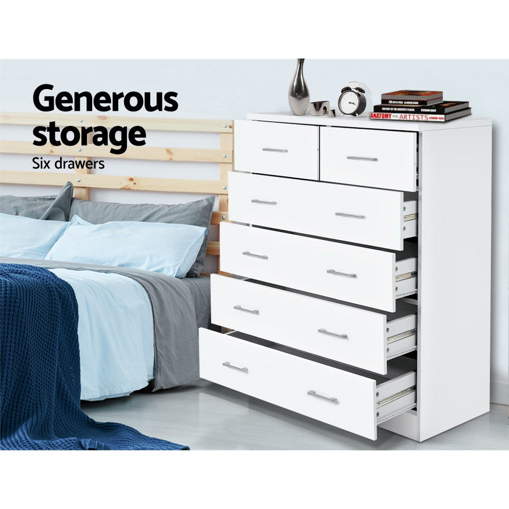 Artiss 6 Chest of Drawers - ANDES White-Furniture &gt; Living Room-PEROZ Accessories