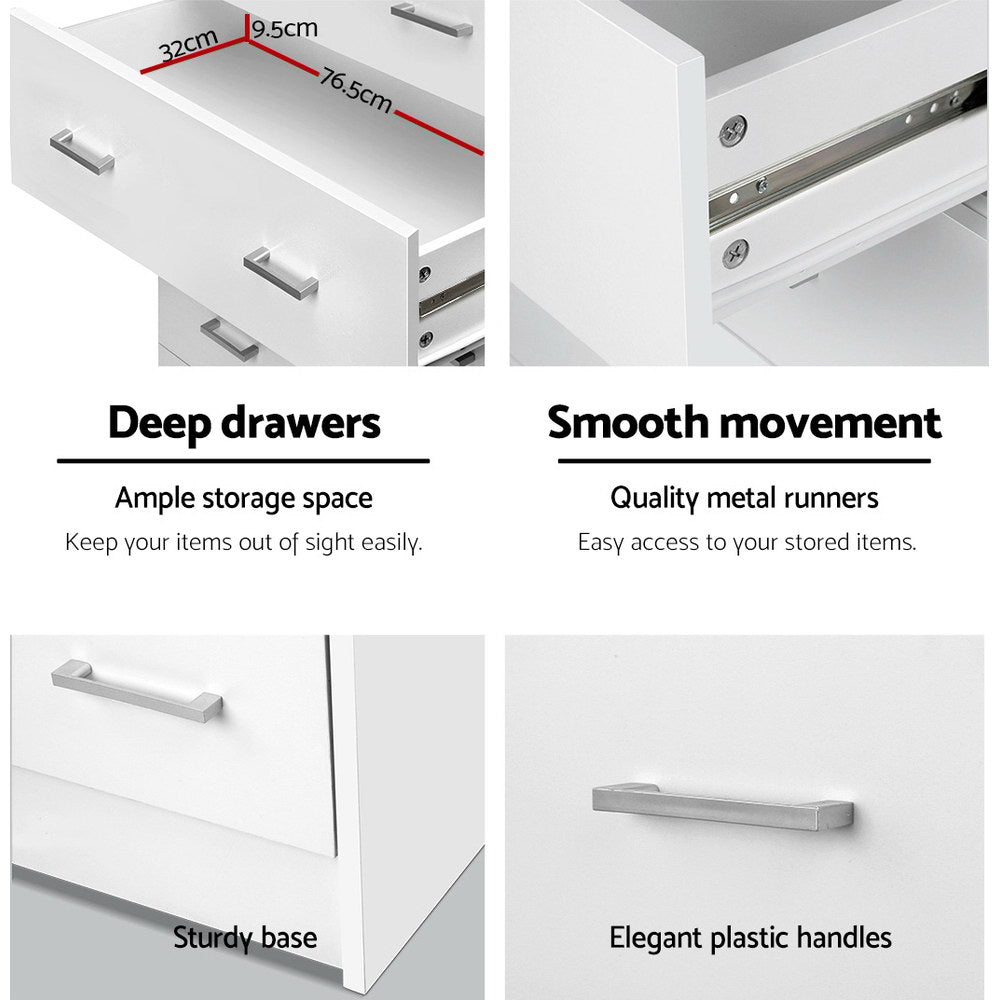 Artiss 6 Chest of Drawers - ANDES White-Furniture &gt; Living Room-PEROZ Accessories
