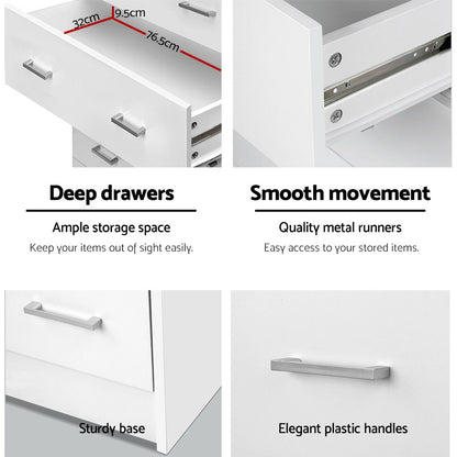 Artiss 6 Chest of Drawers - ANDES White-Furniture &gt; Living Room-PEROZ Accessories