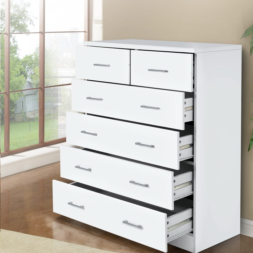 Artiss 6 Chest of Drawers - ANDES White-Furniture &gt; Living Room-PEROZ Accessories