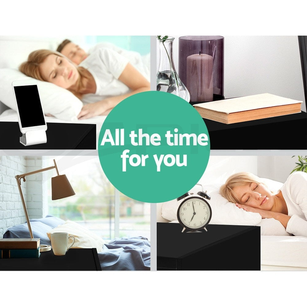 Artiss 2X Bedside Table 2 Drawers Lift-up Storage Black-Furniture &gt; Bedroom &gt; Bedside Tables-PEROZ Accessories