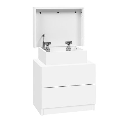 Artiss 2X Bedside Table 2 Drawers Lift-up Storage White-Furniture &gt; Bedroom &gt; Bedside Tables-PEROZ Accessories