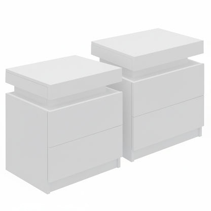 Artiss 2X Bedside Table 2 Drawers Lift-up Storage White-Furniture &gt; Bedroom &gt; Bedside Tables-PEROZ Accessories