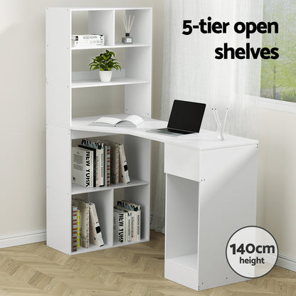 Artiss Computer Desk Bookshelf Drawer Cabinet White 120CM-Office Desks-PEROZ Accessories