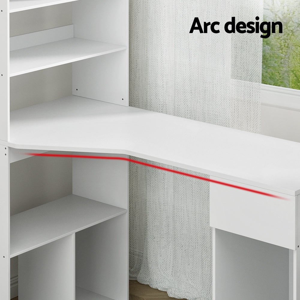 Artiss Computer Desk Bookshelf Drawer Cabinet White 120CM-Office Desks-PEROZ Accessories