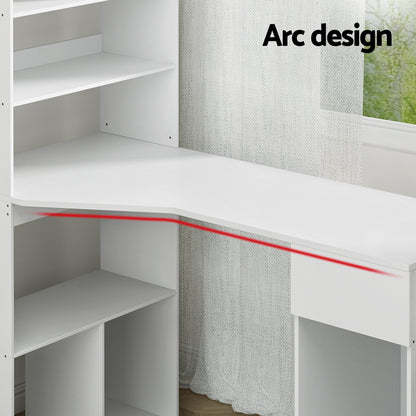 Artiss Computer Desk Bookshelf Drawer Cabinet White 120CM-Office Desks-PEROZ Accessories