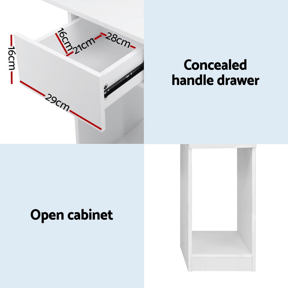 Artiss Computer Desk Bookshelf Drawer Cabinet White 120CM-Office Desks-PEROZ Accessories