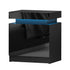 Artiss Bedside Table LED 2 Drawers Lift-up Storage - COLEY Black-Bedside Tables-PEROZ Accessories