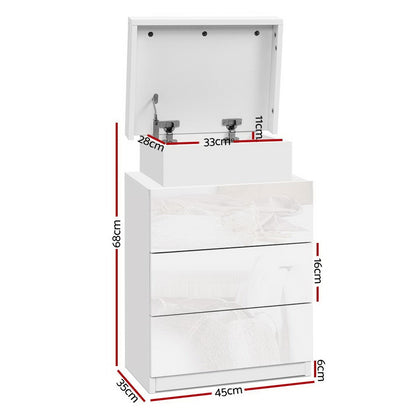 Artiss 2X Bedside Table LED 3 Drawers - COLEY White-Furniture &gt; Bedroom &gt; Bedside Tables-PEROZ Accessories