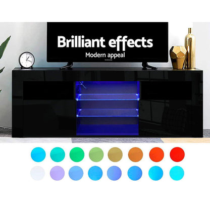 Artiss Entertainment Unit TV Cabinet LED 160cm Black Bobi-Entertainment Units-PEROZ Accessories