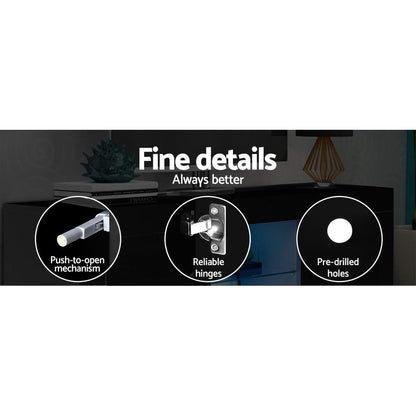 Artiss Entertainment Unit TV Cabinet LED 160cm Black Bobi-Entertainment Units-PEROZ Accessories