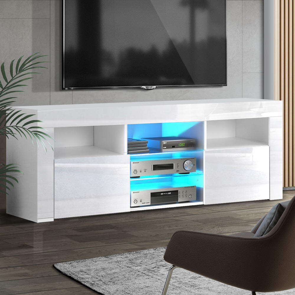 Artiss Entertainment Unit TV Cabinet LED 160cm White Bobi-Entertainment Units-PEROZ Accessories