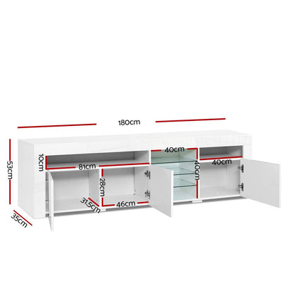 Artiss Entertainment Unit TV Cabinet LED 180cm White Bobi-Entertainment Units-PEROZ Accessories